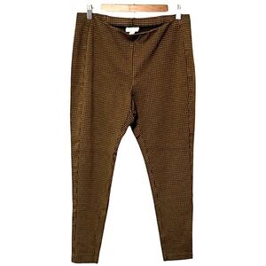 J. Jill Ponte Leggings Shepherd Check Brown Black Pull On Business Casual Large